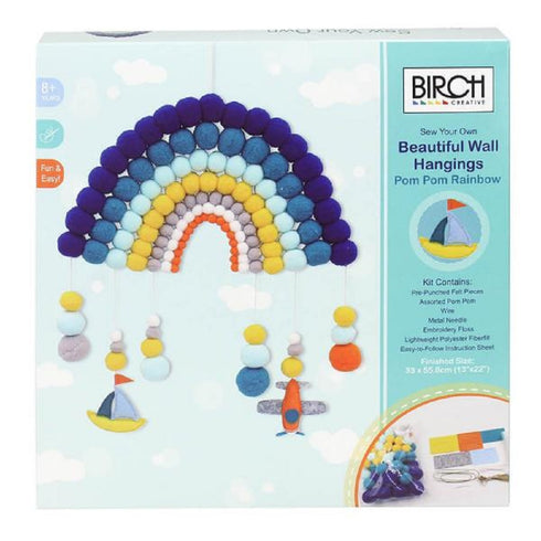 DIY Beautiful Wall Hanging Craft Kit - Pom Pom Rainbow